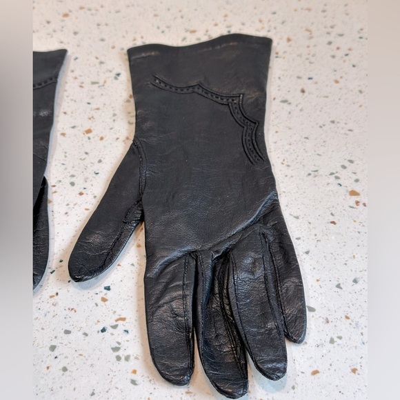 Vintage Carson Pirie Scott & Co. Italian Black Leather Gloves Size 7 - Picture 5 of 15